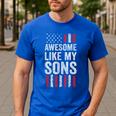 American Flag Dad Mom Awesome Like My Sons Men's Casual T-Shirt Royal Blue