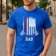 American Flag Go Kart Racing Race Dad Flag Men's Casual T-Shirt Royal Blue
