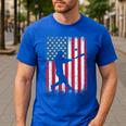 American Flag Vintage Baseball Flag Dad Mom Tee T-Shirt Men's Casual T-Shirt Royal Blue