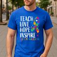 Autism Awareness Ribbon Mom Dad Kids Autistic Support Autism Men's Casual T-Shirt Royal Blue
