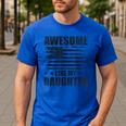 Awesome Like My Daughter Mom Dad American Flag Men's Casual T-Shirt Royal Blue