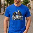 Bald Eagle Dad Mom Three Eaglet Chicks Babies In The Nest Men's Casual T-Shirt Royal Blue