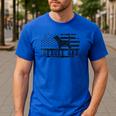 Beagle Dad Distressed American Flag Patriotic Dog Men's Casual T-Shirt Royal Blue