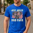Best Boxer Dad Ever USA Flag American Dog Animal Lover Men's Casual T-Shirt Royal Blue