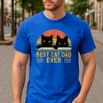 Best Cat Dad Ever Retro Style Cats Lover Men's Casual T-Shirt Royal Blue
