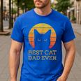 Best Cat Dad Ever Vintage Cat Daddy Fathers Day Men's Casual T-Shirt Royal Blue