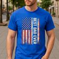 Best Dad Ever US American Flag For Father's Day Men Men's Casual T-Shirt Royal Blue