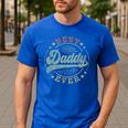 Best Daddy Ever Father's Day Daddy Vintage Emblem Men's Casual T-Shirt Royal Blue