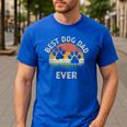 Best Dog Dad Ever Vintage Father's Day Dog Lover Men's Casual T-Shirt Royal Blue