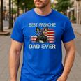 Best Frenchie Dad Ever Bulldog American Flag Men's Casual T-Shirt Royal Blue