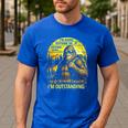 Bigfoot Outdoor Hiking Dad Joke Im Outstanding Sasquatch Men's Casual T-Shirt Royal Blue