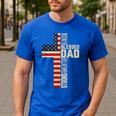 Blessed Dad Christian From Daughter Son Jesus Patriotic Men's Casual T-Shirt Royal Blue