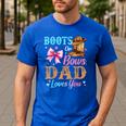 Boots Or Bows Dad Loves You Gender Reveal Daddy Men's Casual T-Shirt Royal Blue Boots Or Bows Dad Loves You Gender Reveal Daddy Men's Casual T-Shirt Royal Blue