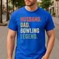 Bowler Husband Dad Bowling Legend Father's Day Men's Casual T-Shirt Royal Blue