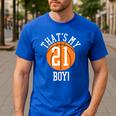 My Boy 21 Basketball Number 21 Jersey Basketball Mom Dad Men's Casual T-Shirt Royal Blue