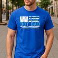 Boy Dad Proud Dad Of Boy Father Of Boy Shirt For Dad US Flag Men's Casual T-Shirt Royal Blue