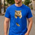 British Shorthair Cat Pocket Cat Mom Cat Dad Cat Lover Men's Casual T-Shirt Royal Blue