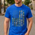 Camo Cat Treat Dealer American Flag US Cat Dad 4th Of July For Men Women Men's Casual T-Shirt Royal Blue