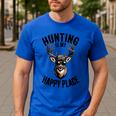 Camo Deer Hunting Is My Happy Place Dad Hunter Men's Casual T-Shirt Royal Blue