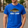 Carp Fish Pun Fishing Trip Fisherman Dad Holy Carp Men's Casual T-Shirt Royal Blue