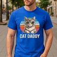 Cat Daddy Shirt Men Cat Lover Dad Fathers Day Men's Casual T-Shirt Royal Blue