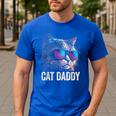 Cat Daddy Shirt Cat Sunglasses Cool Cat Dad Men Father Men's Casual T-Shirt Royal Blue