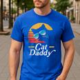 Cat Daddy Vintage 80s Style Cat Retro Sunglasses Distressed Men's Casual T-Shirt Royal Blue