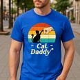 Cat Daddy Vintage Cat Lover Cat Dad Fathers Day Men's Casual T-Shirt Royal Blue