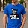 The Cat Father Cool Cat Dad Cat Lovers Men's Casual T-Shirt Royal Blue