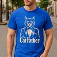 Cat Lover The CatFather Cat Dad Men's Casual T-Shirt Royal Blue Cat Lover The CatFather Cat Dad Men's Casual T-Shirt Royal Blue