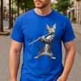 Cat Playing Flute For Cat Lover Cat Mom Cat Dad Men's Casual T-Shirt Royal Blue