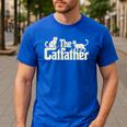 The Catfather Cat Dad Father's Day Cat Lover Men's Casual T-Shirt Royal Blue