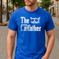 The Catfather Cool Cat Daddy Glasses Men's Casual T-Shirt Royal Blue