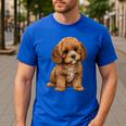 Cavapoo Breed Pet Lover Art Dog For Mom Dad Kids Men's Casual T-Shirt Royal Blue