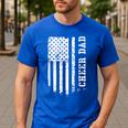 Cheer Dad Cheerleading American Flag Fathers Day Cheerleader Men's Casual T-Shirt Royal Blue
