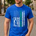 Cheer Dad Flag Green Cheerleading Men's Casual T-Shirt Royal Blue