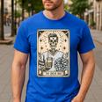 Cheer Dad Tarot Card Skeleton Cheerleading Fathers Day Men's Casual T-Shirt Royal Blue Cheer Dad Tarot Card Skeleton Cheerleading Fathers Day Men's Casual T-Shirt Royal Blue