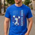 Cheer Grandpa US Flag Dad Patriotic Cheerleader Fathers Day Men's Casual T-Shirt Royal Blue