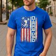 Cheerleader Dad Cheer Dad American US Flag Father Team Men's Casual T-Shirt Royal Blue