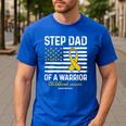 Childhood Cancer Survivor Support Step Dad Of A Warrior Men's Casual T-Shirt Royal Blue