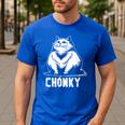 Chonk Fat And Hairy Cat Cats Kittens Dad Graphic Mom Funny Men's Casual T-Shirt Royal Blue