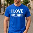 Cool Cornhole Art For Men Dad Love My Wife Husband Corn Hole Small Men's Casual T-Shirt Royal Blue
