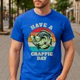 Have A Crappie Day Retro Fishing Sarcastic Dad Men's Casual T-Shirt Royal Blue