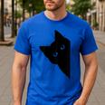 Curious Cat Peeking Sneaky Cat Cat Mom Cat Dad Men's Casual T-Shirt Royal Blue Curious Cat Peeking Sneaky Cat Cat Mom Cat Dad Men's Casual T-Shirt Royal Blue
