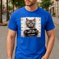 Cute Cat Mugshot Humorous Cat For Cats Lover Cat Mom Cat Dad Men's Casual T-Shirt Royal Blue