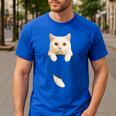 Cute Cat Pocket Cat Mom Cat Dad Cat Lover Men's Casual T-Shirt Royal Blue Cute Cat Pocket Cat Mom Cat Dad Cat Lover Men's Casual T-Shirt Royal Blue
