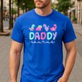 Cute Daddy Saurus Dad Dinosaur Birthday Boy Girl Family Men's Casual T-Shirt Royal Blue