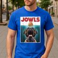 Cute English Mastiff Jowls Burger Bullmastiff Dog Mom Dad Men's Casual T-Shirt Royal Blue