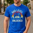 Cute Vintage Dad Level Unlocked Funny Gamer New Daddy Father Men's Casual T-Shirt Royal Blue