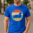 Dachshund Long Haired Dog Vintage Mom Dad Retro Men's Casual T-Shirt Royal Blue